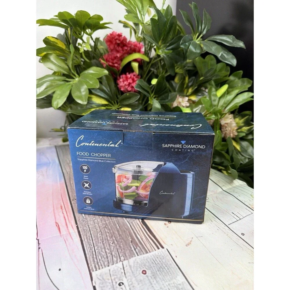 Continental Food Chopper Sapphire Diamond Blue 100W Stainless Steel Blades